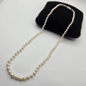 RARE 10.8mm Akoya Pearl Necklace Vintage Signed Felco 14K White Gold Clasp 17"